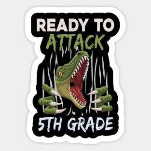 Dinosaur Kids Ready To Attack 5Th Grade Boys Back To School Sticker